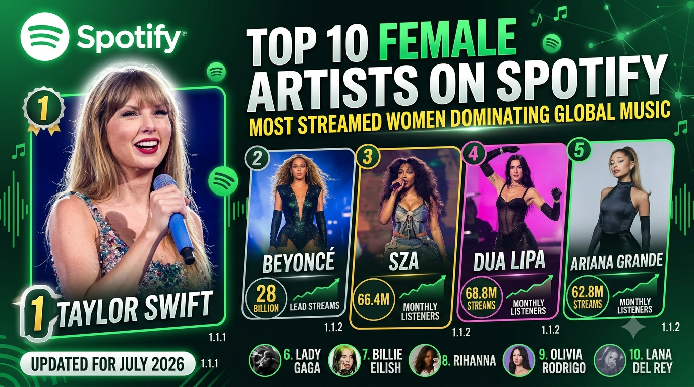 Top 10 Female Artists on Spotify: Most Streamed Women Dominating Global Music