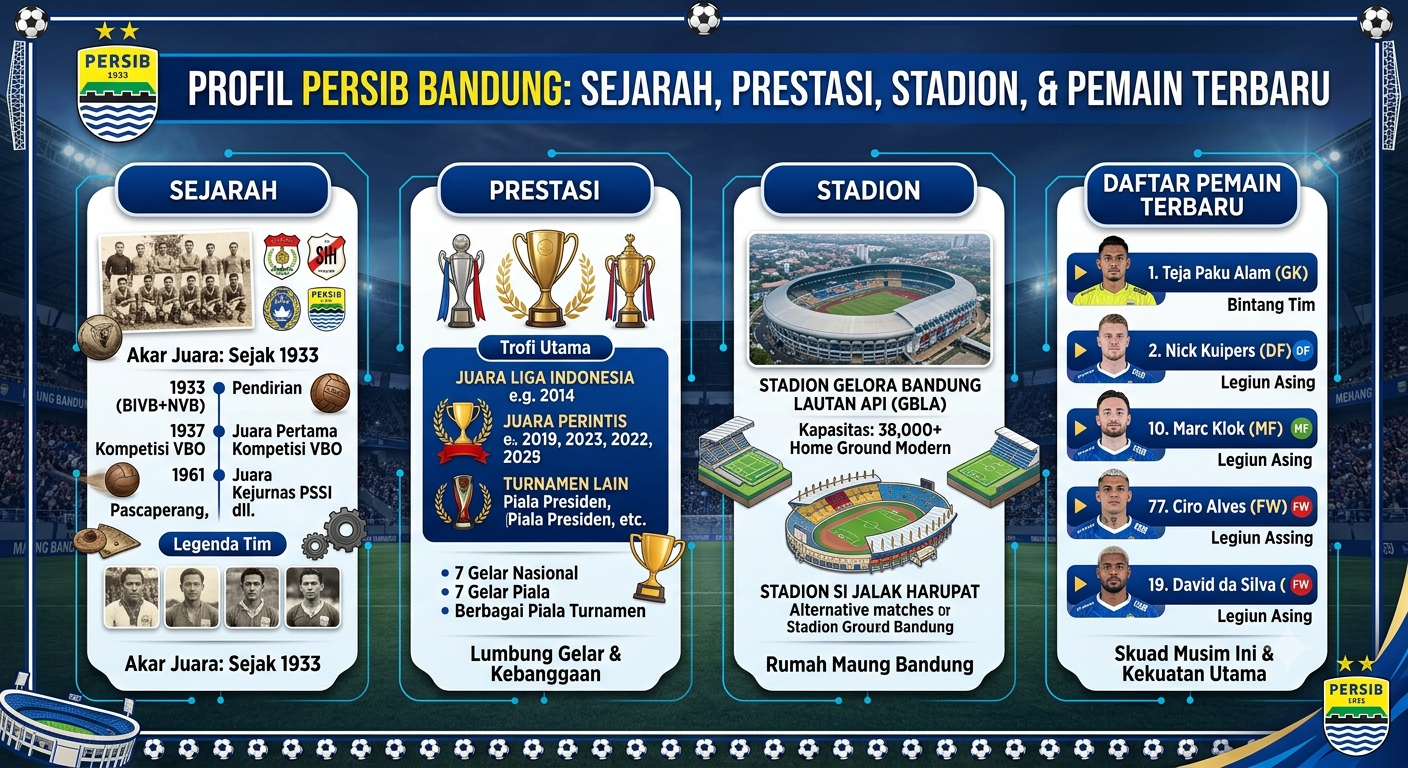Profil Persib Bandung: Sejarah, Prestasi, Stadion, dan Daftar Pemain Terbaru