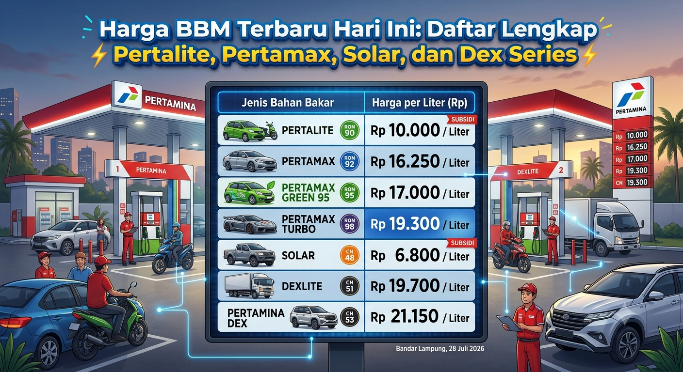 Harga BBM Terbaru Hari Ini: Daftar Lengkap Pertalite, Pertamax, Solar, dan Dex Series