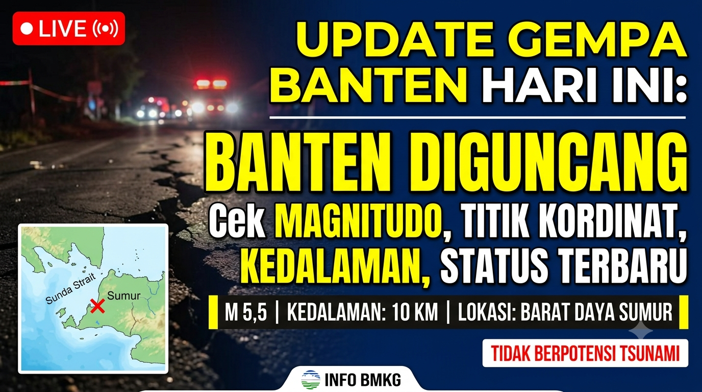 Update Gempa Banten Hari Ini: Cek Magnitudo, Titik Koordinat, Kedalaman, dan Status Terbaru