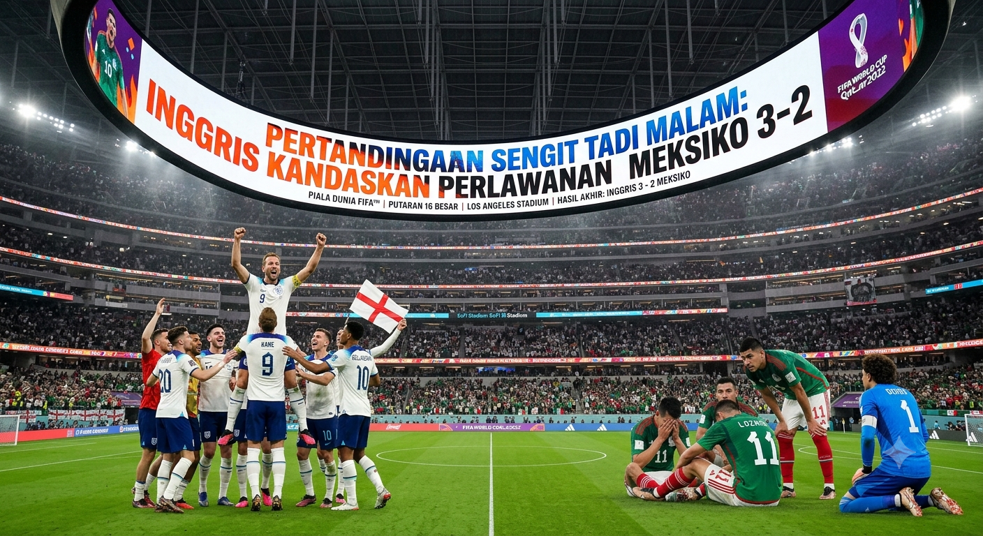Pertandingan Sengit Tadi Malam: Inggris Kandaskan Perlawanan Meksiko 3-2