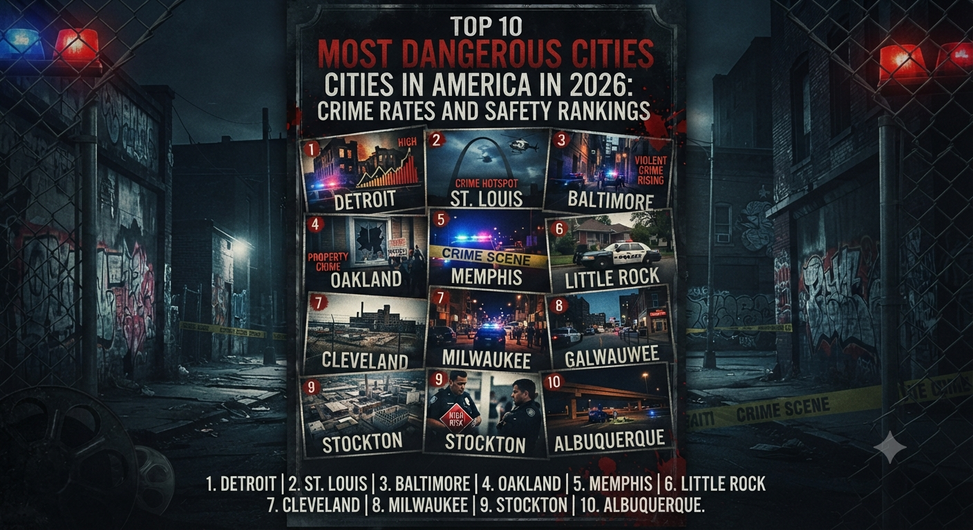 Top 10 Most Dangerous Cities in America in 2026: Crime Rates and Safety Rankings