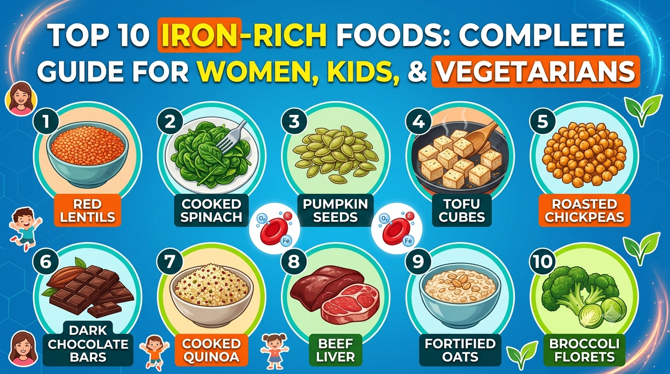 Top 10 Iron-Rich Foods for Women, Kids, and Vegetarians: A Complete Guide