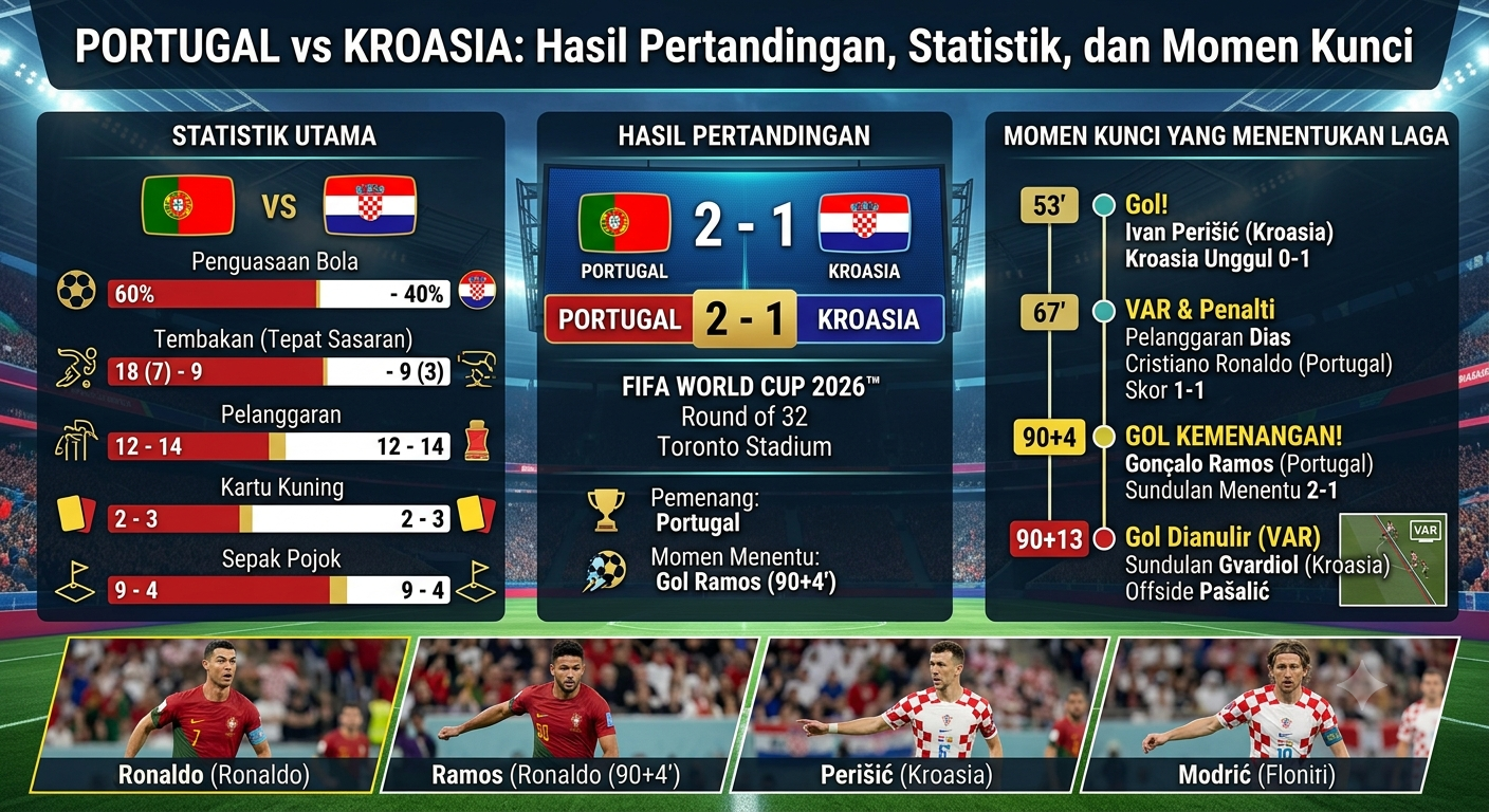 Portugal vs Croatia: Hasil Pertandingan, Statistik, dan Momen Kunci yang Menentukan Laga