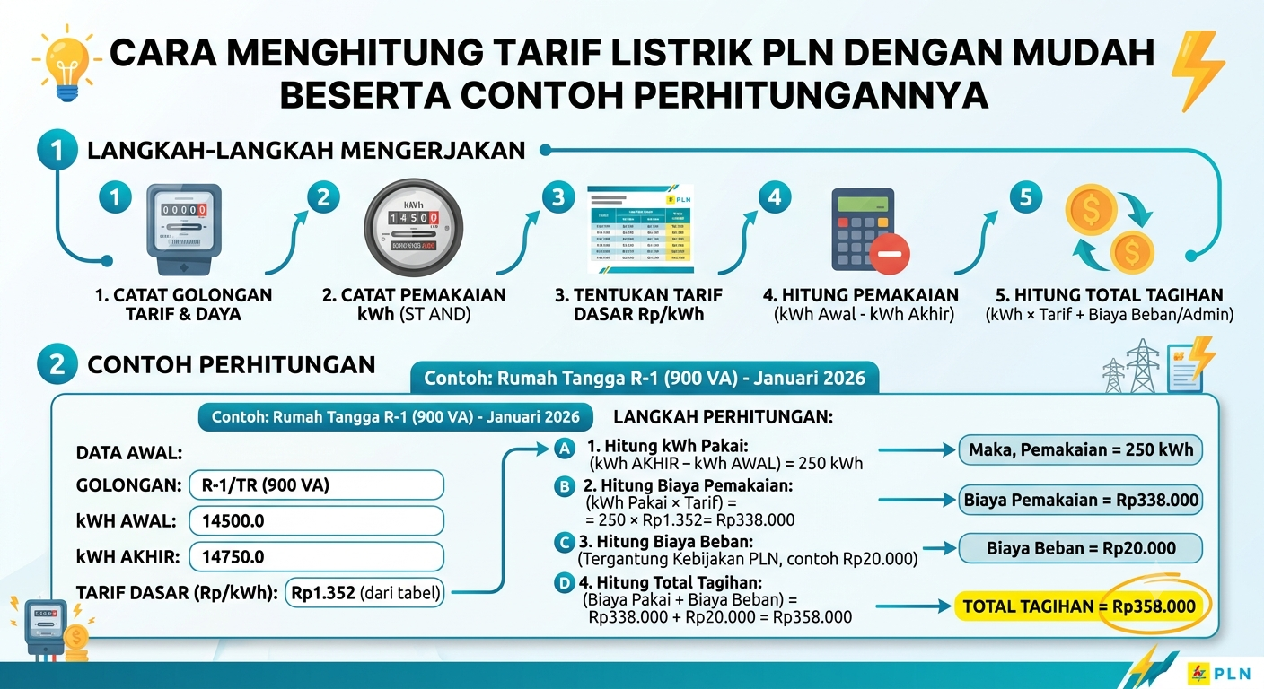 Cara Menghitung Tarif Listrik PLN dengan Mudah Beserta Contoh Perhitungannya