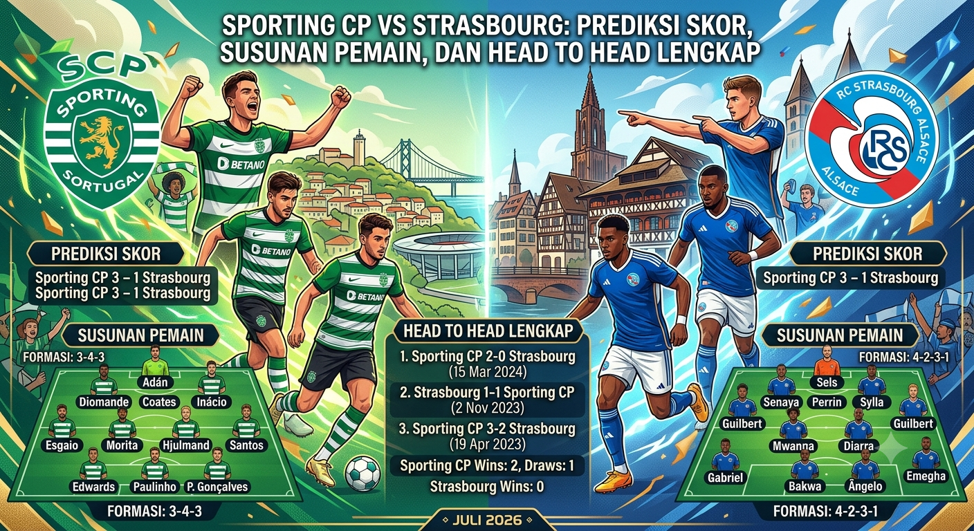 Sporting CP vs Strasbourg: Prediksi Skor, Susunan Pemain, dan Head to Head Lengkap
