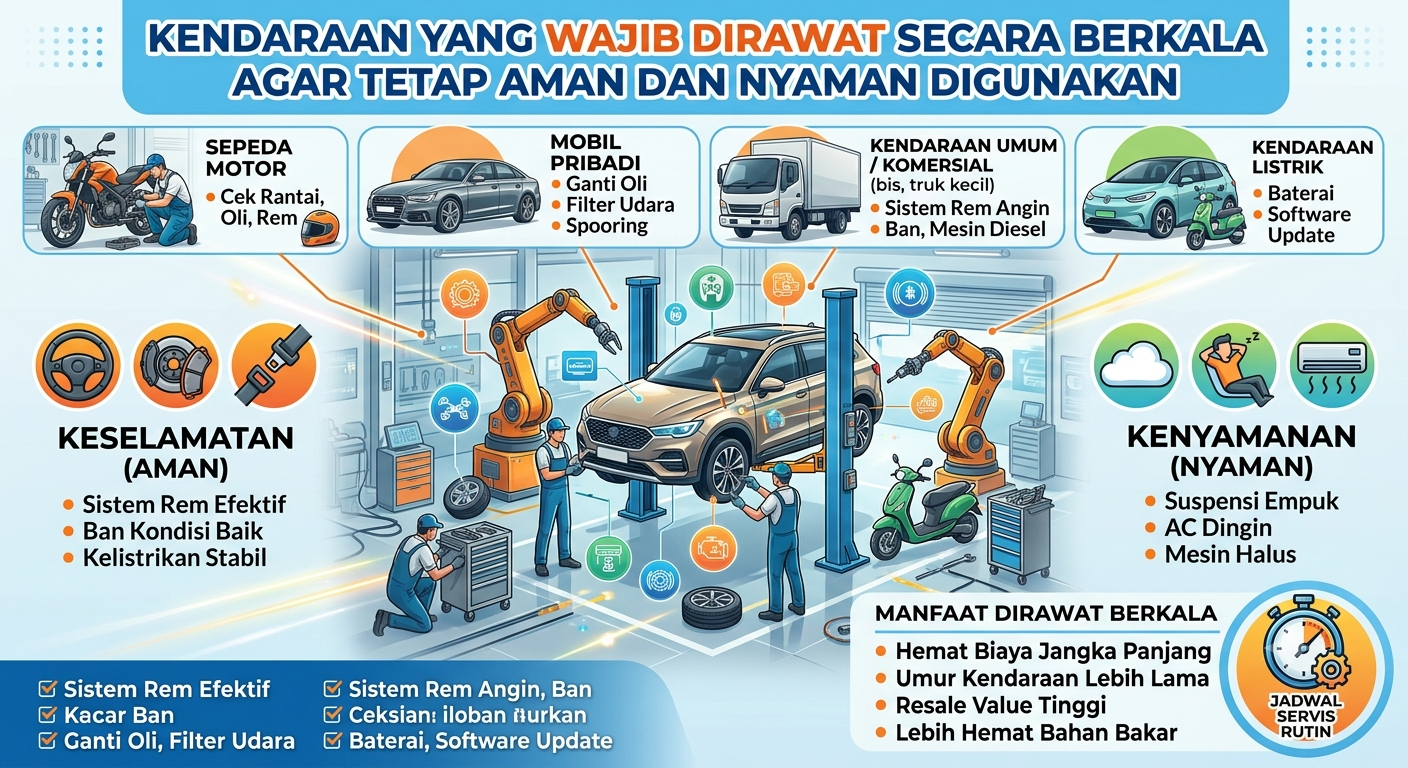 Kendaraan yang Wajib Dirawat Secara Berkala agar Tetap Aman dan Nyaman Digunakan