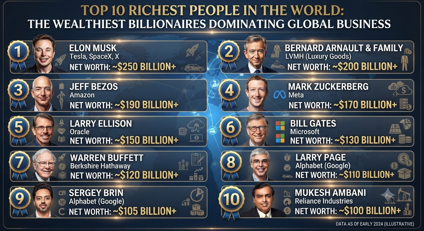 Top 10 Richest People in the World: The Wealthiest Billionaires Dominating Global Business