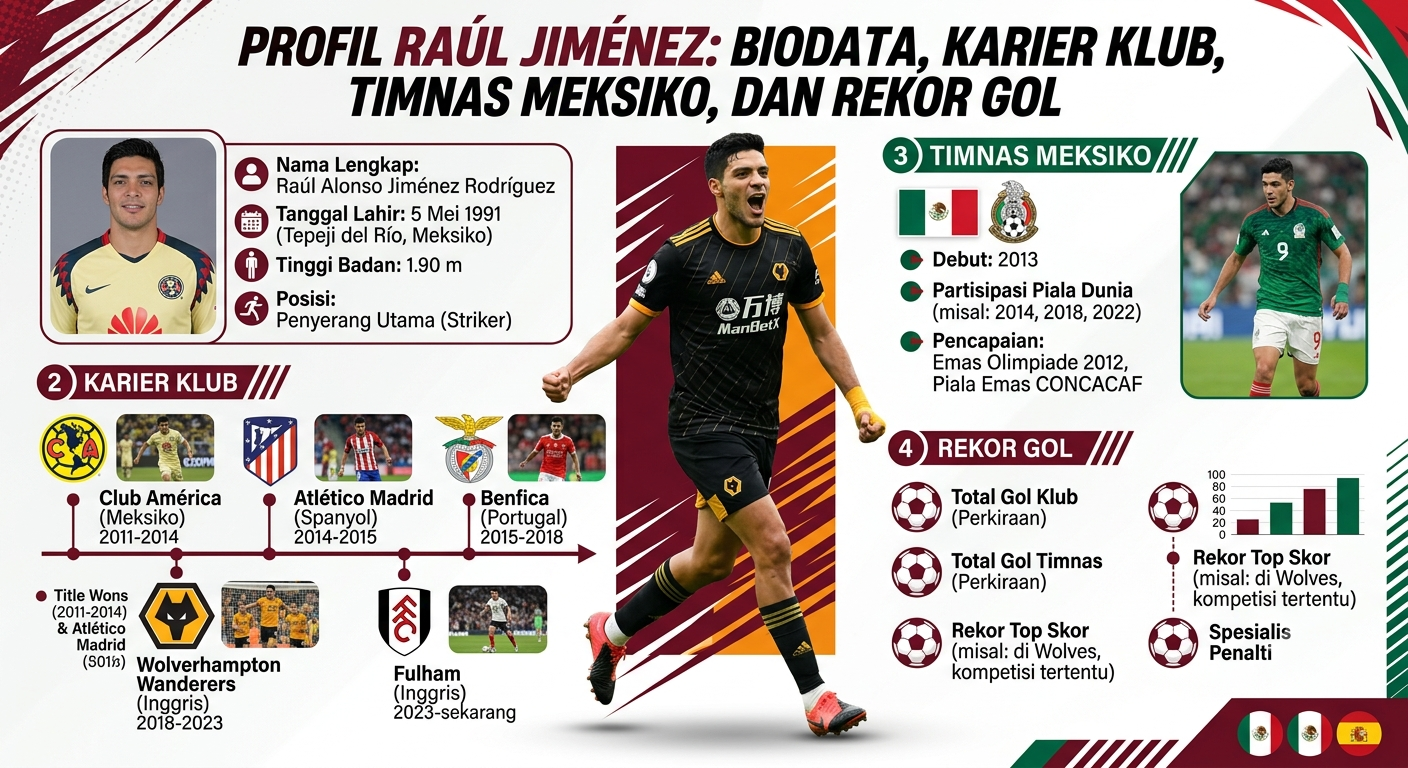 Profil Raúl Jiménez: Biodata, Karier Klub, Timnas Meksiko, dan Rekor Gol