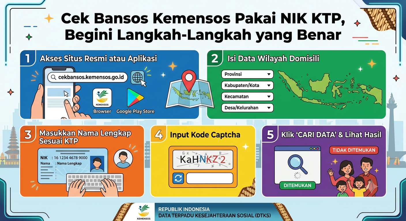 Cek Bansos Kemensos Pakai NIK KTP, Begini Langkah-Langkah yang Benar