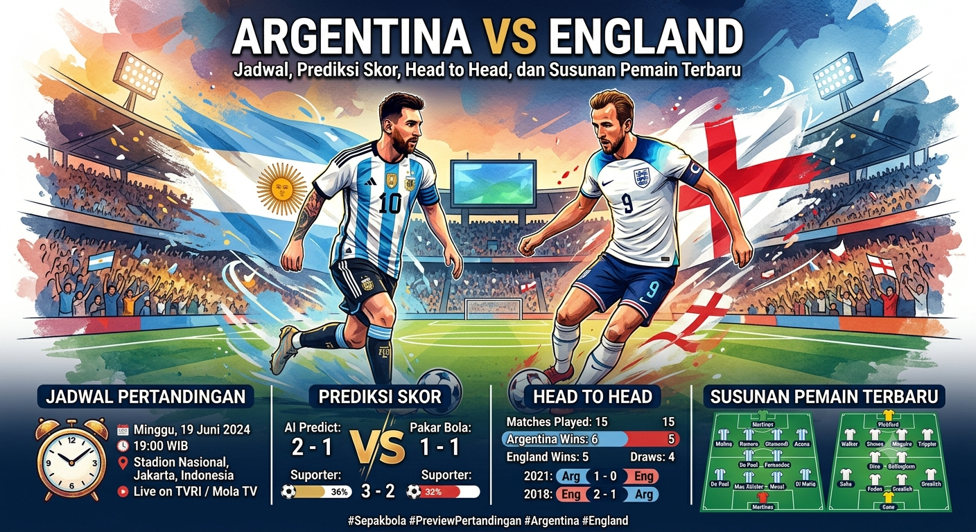 Argentina vs England: Jadwal, Prediksi Skor, Head to Head, dan Susunan Pemain Terbaru