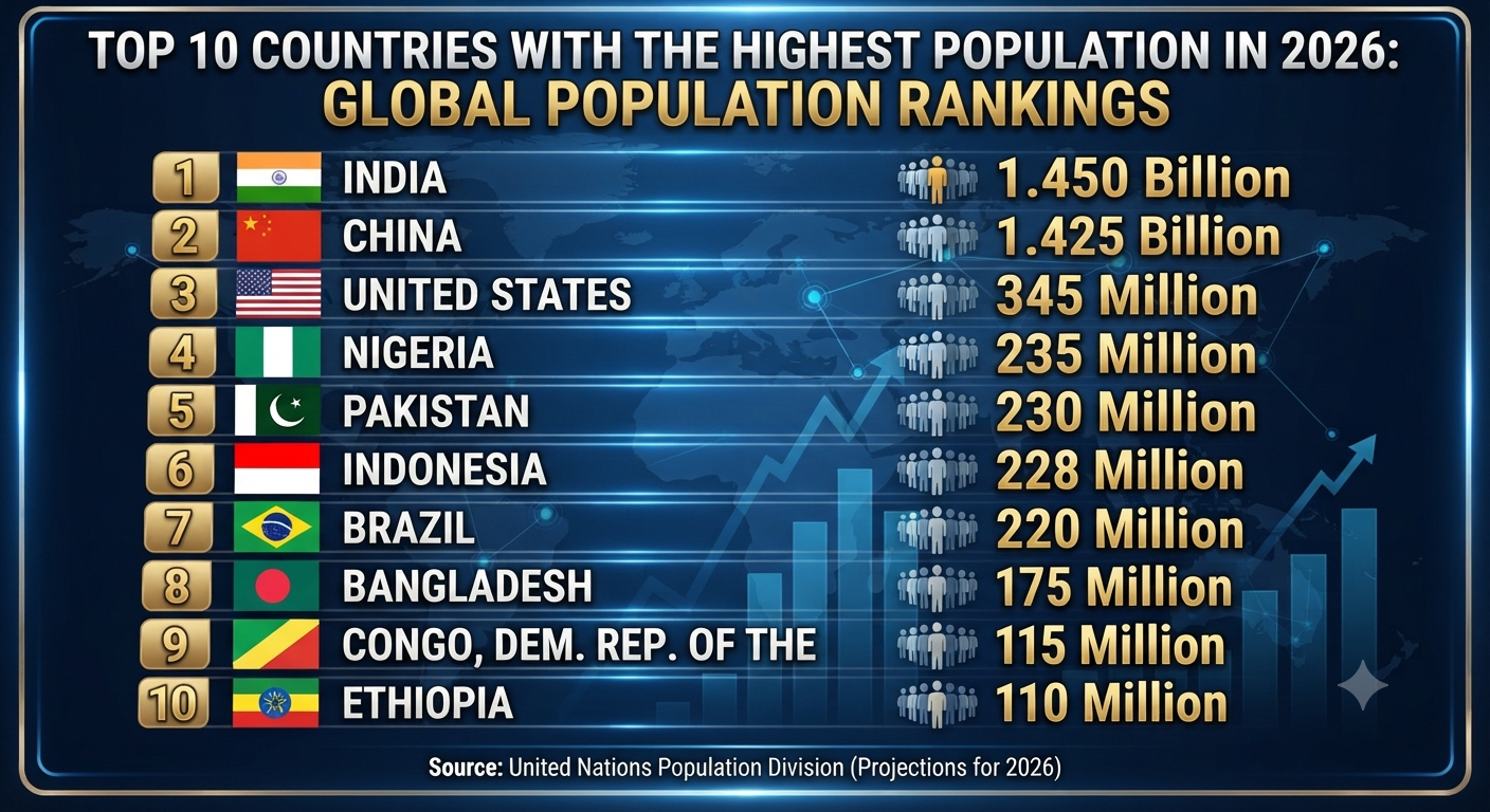 Top 10 Countries with the Highest Population in 2026: Global Population Rankings