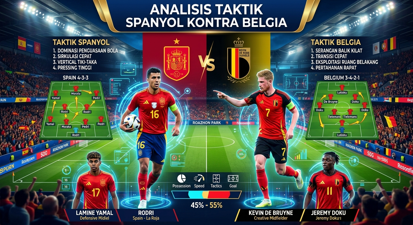 Analisis Taktik Spanyol Kontra Belgia: Adu Mekanik Possession Football vs Transisi Kilat