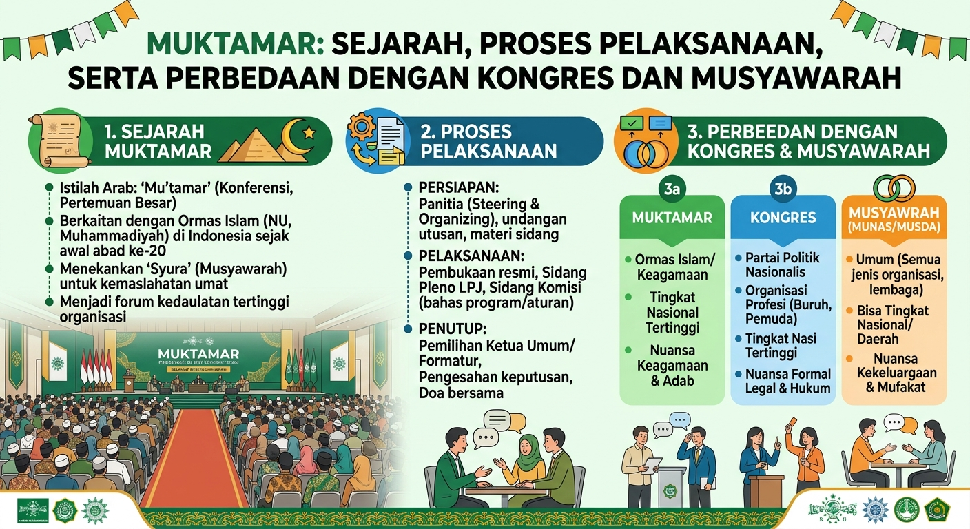 Muktamar: Sejarah, Proses Pelaksanaan, serta Perbedaan dengan Kongres dan Musyawarah