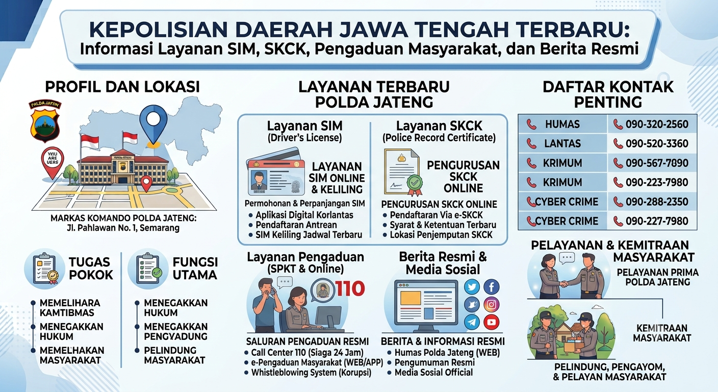 Kepolisian Daerah Jawa Tengah Terbaru: Informasi Layanan SIM, SKCK, Pengaduan Masyarakat, dan Berita Resmi