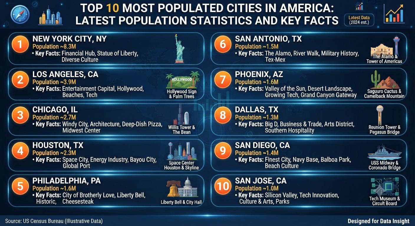 Top 10 Most Populated Cities in America: Latest Population Statistics and Key Facts