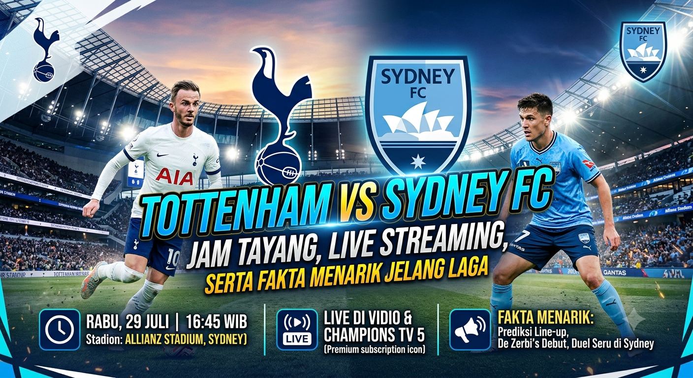 Tottenham vs Sydney FC: Jam Tayang, Live Streaming, serta Fakta Menarik Jelang Laga