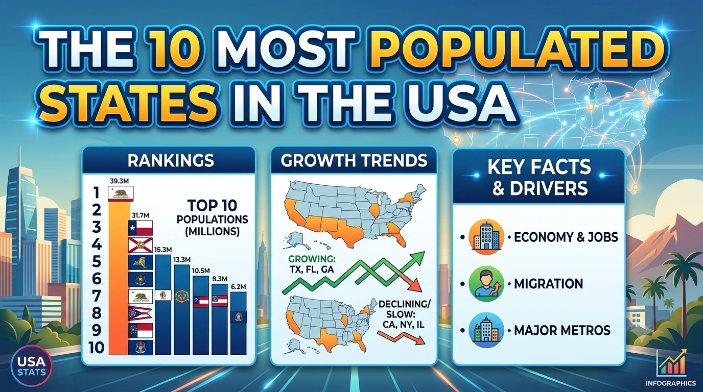 The 10 Most Populated States in the USA: Population Rankings, Growth, and Key Facts