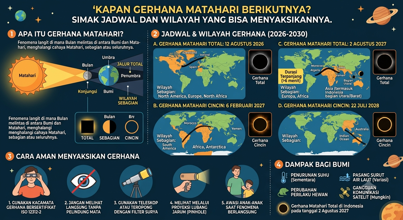 Kapan Gerhana Matahari Berikutnya? Simak Jadwal dan Wilayah yang Bisa Menyaksikannya