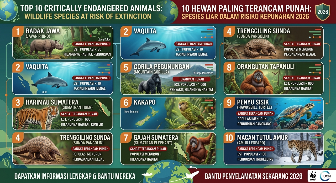 Top 10 Critically Endangered Animals: Wildlife Species at Risk of Extinction