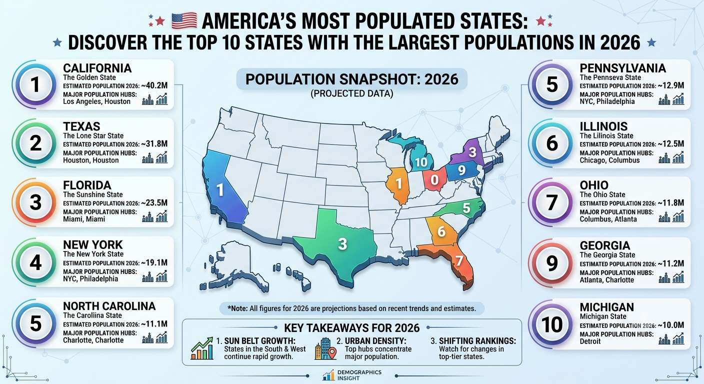 America's Most Populated States: Discover the Top 10 States with the Largest Populations in 2026