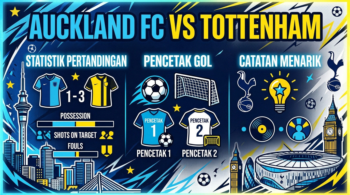 Auckland FC vs Tottenham: Statistik Pertandingan, Pencetak Gol, dan Catatan Menarik