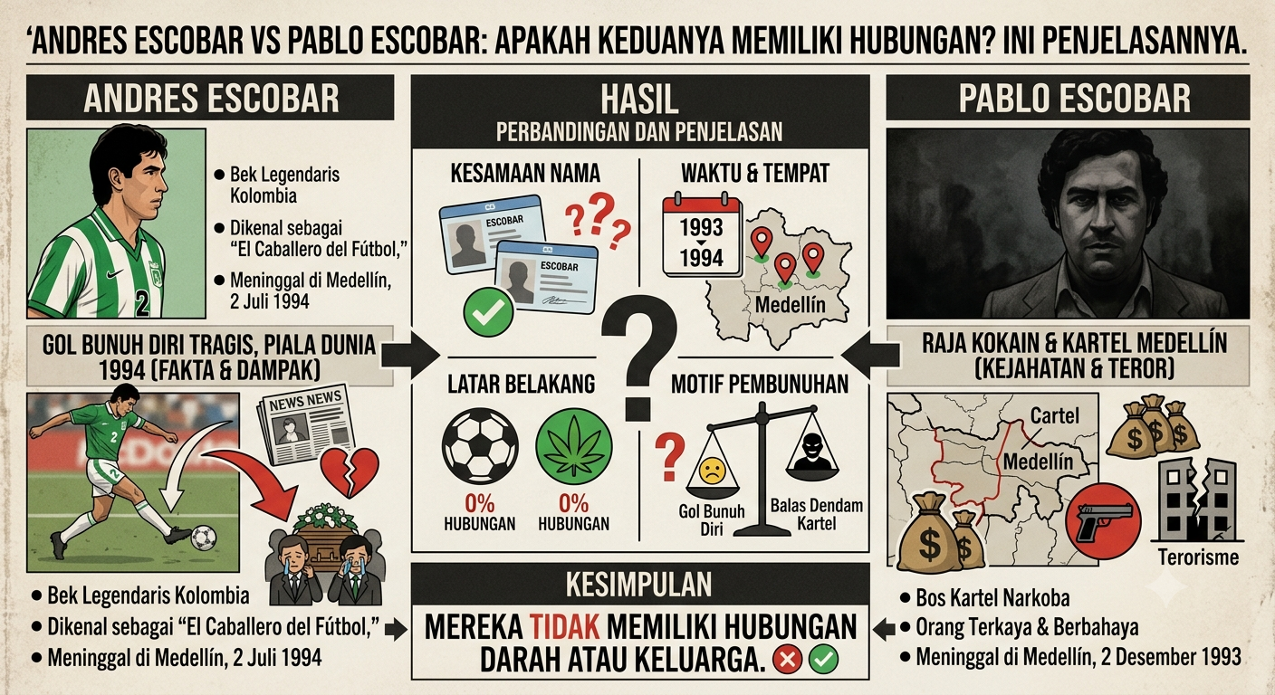 Andres Escobar vs Pablo Escobar: Apakah Keduanya Memiliki Hubungan? Ini Penjelasannya