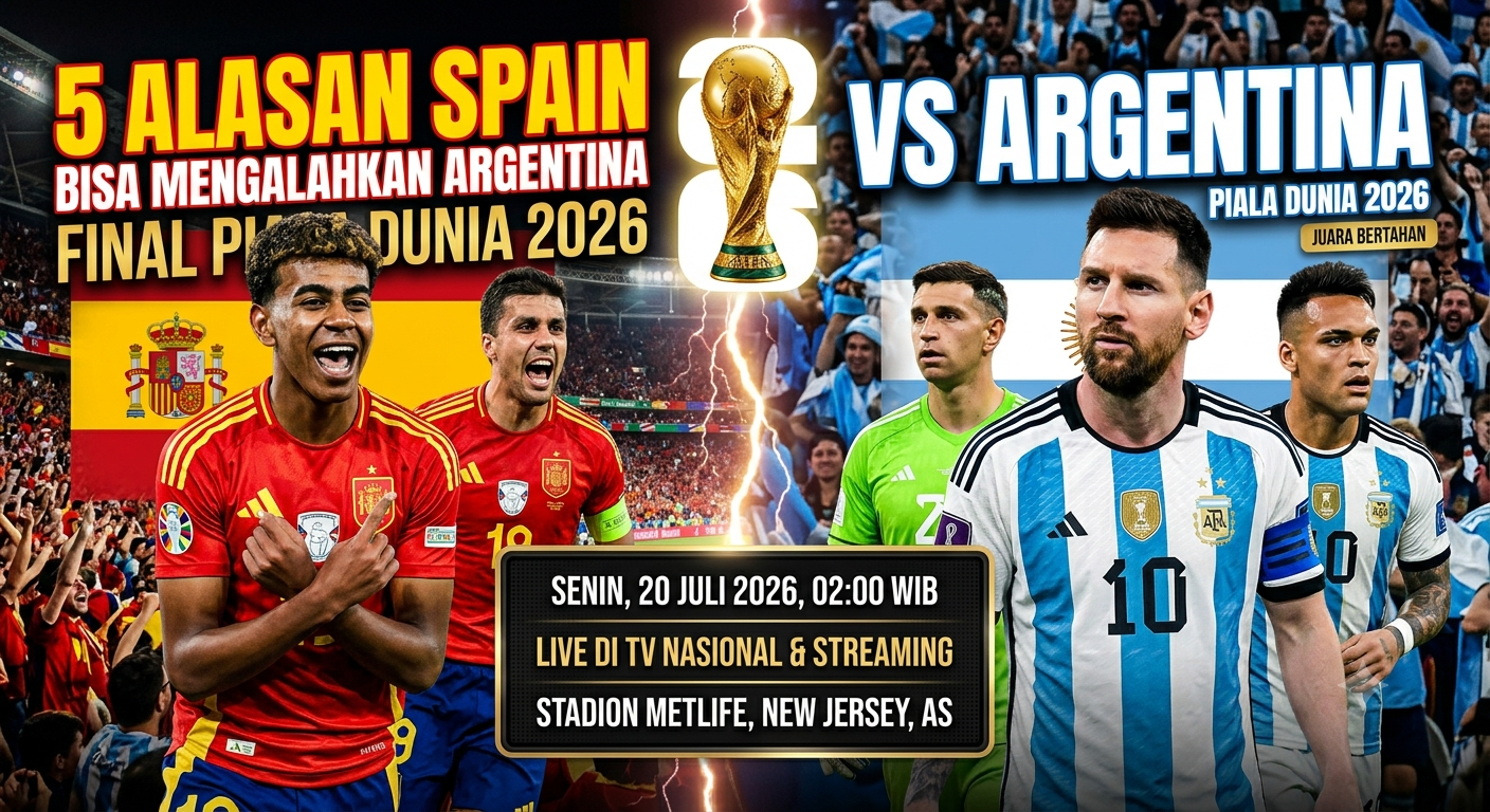 5 Alasan Spain Bisa Mengalahkan Argentina di Final Piala Dunia 2026