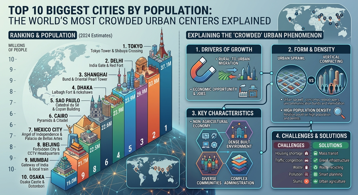Top 10 Biggest Cities by Population: The World's Most Crowded Urban Centers Explained