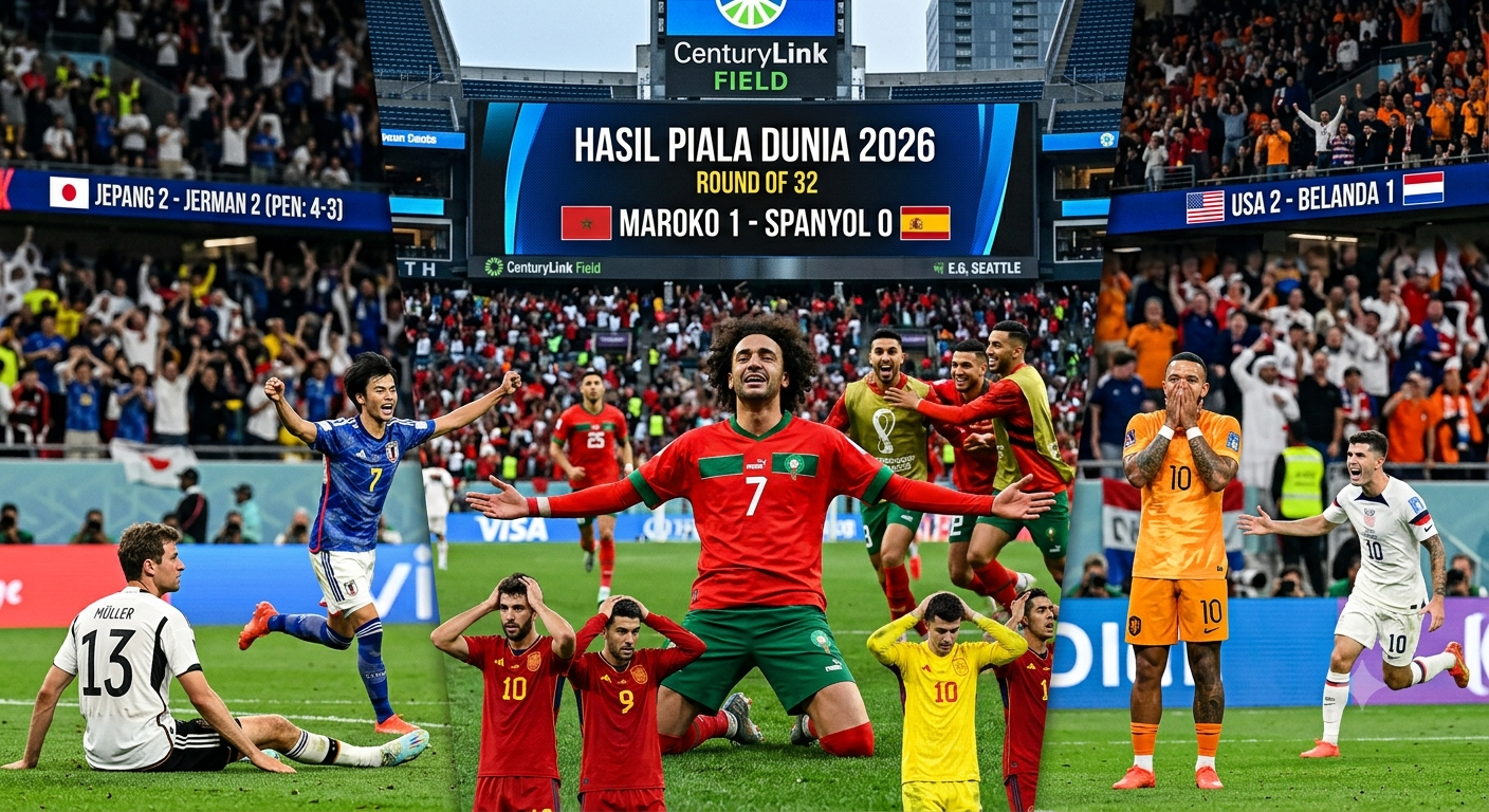 Hasil Piala Dunia 2026 Babak 32 Besar: Jerman & Belanda Tersingkir, Maroko Bikin Kejutan!