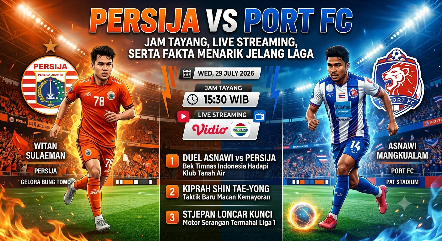 Persija vs Port FC: Jam Tayang, Live Streaming, serta Fakta Menarik Jelang Laga