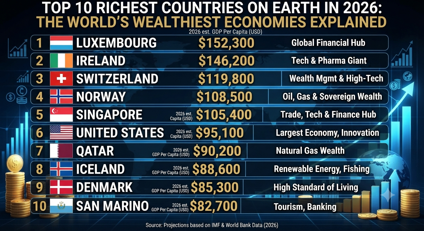 Top 10 Richest Countries on Earth in 2026: The World's Wealthiest Economies Explained