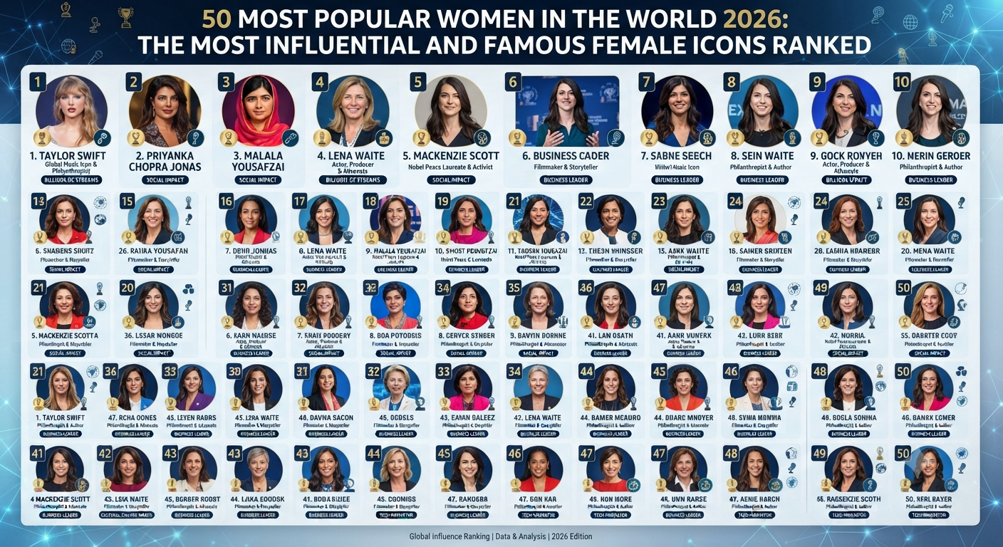 50 Most Popular Women in the World 2026: The Most Influential and Famous Female Icons Ranked