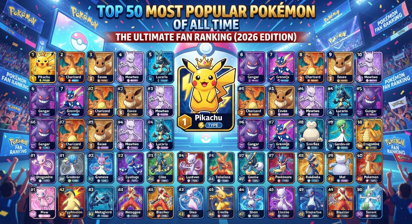 Top 50 Most Popular Pokémon of All Time: The Ultimate Fan Ranking (2026 Edition)