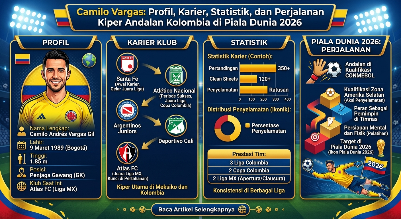 Camilo Vargas: Profil, Karier, Statistik, dan Perjalanan Kiper Andalan Kolombia di Piala Dunia 2026