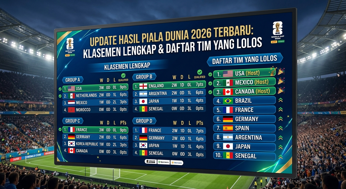 Update Hasil Piala Dunia 2026 Terbaru: Klasemen Lengkap dan Daftar Tim yang Lolos