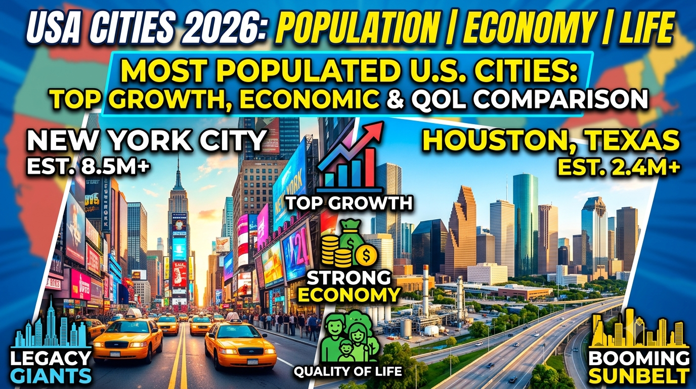 Most Populated United States Cities in 2026: Population Growth, Economy, and Quality of Life Compared