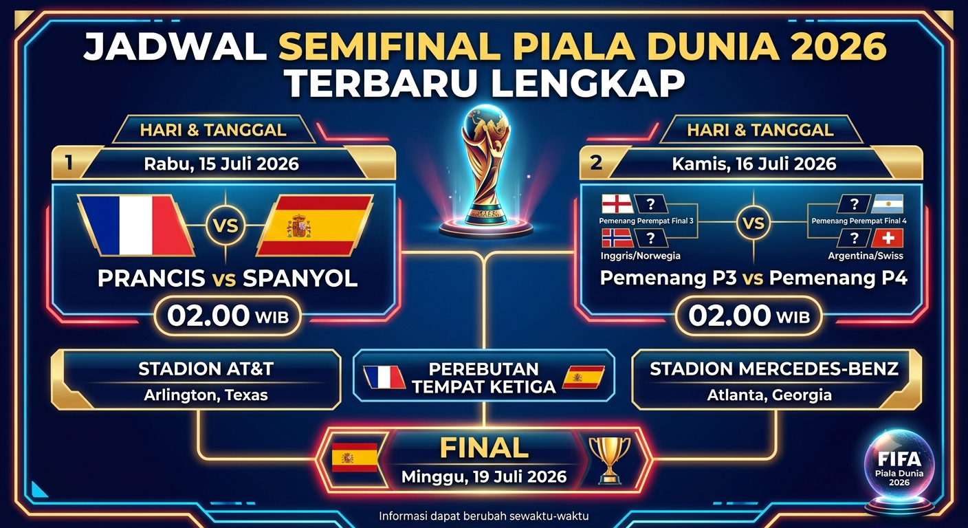 Jadwal Semifinal Piala Dunia 2026 Terbaru Lengkap