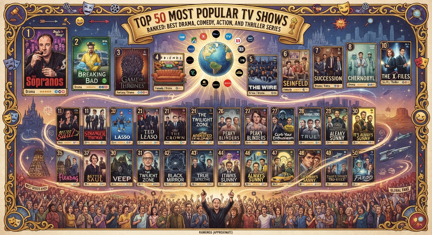 Top 50 Most Popular TV Shows Ranked: Best Drama, Comedy, Action, and Thriller Series