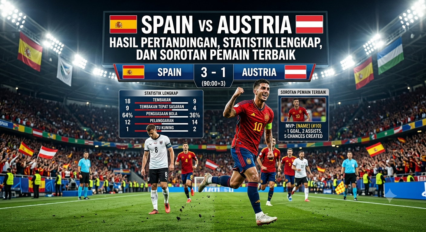 Spain vs Austria: Hasil Pertandingan, Statistik Lengkap, dan Sorotan Pemain Terbaik