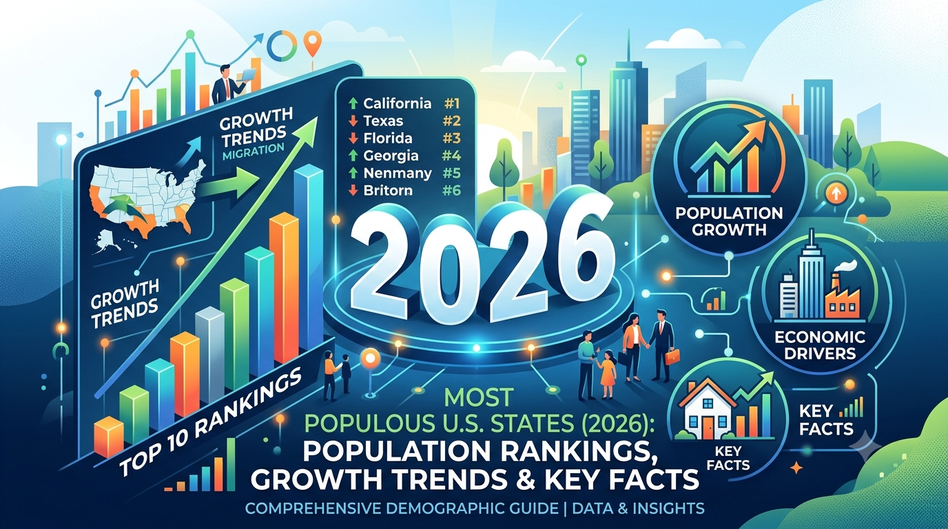 Most Populous States in the U.S. (2026): Population Rankings, Growth Trends, and Key Facts