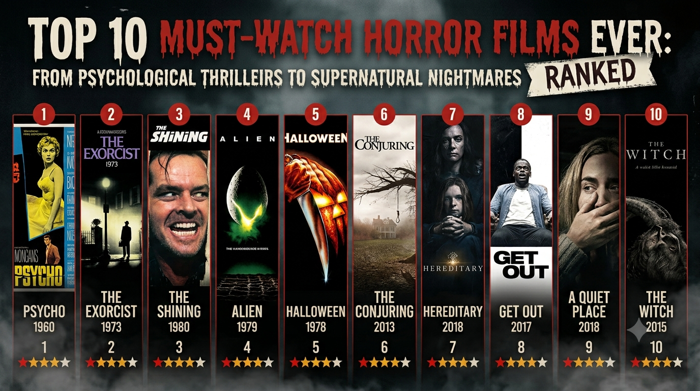 Top 10 Must-Watch Horror Films Ever: From Psychological Thrillers to Supernatural Nightmares