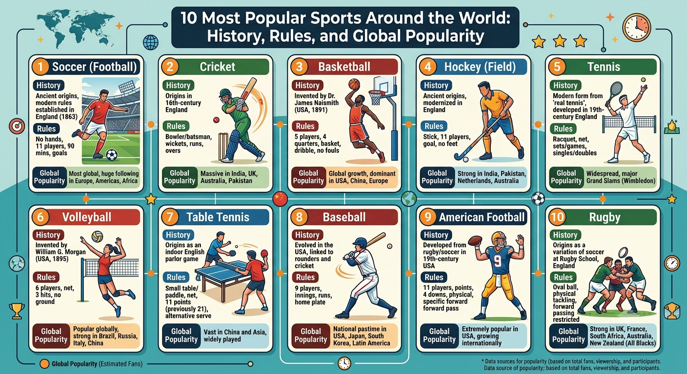 10 Most Popular Sports Around the World: History, Rules, and Global Popularity