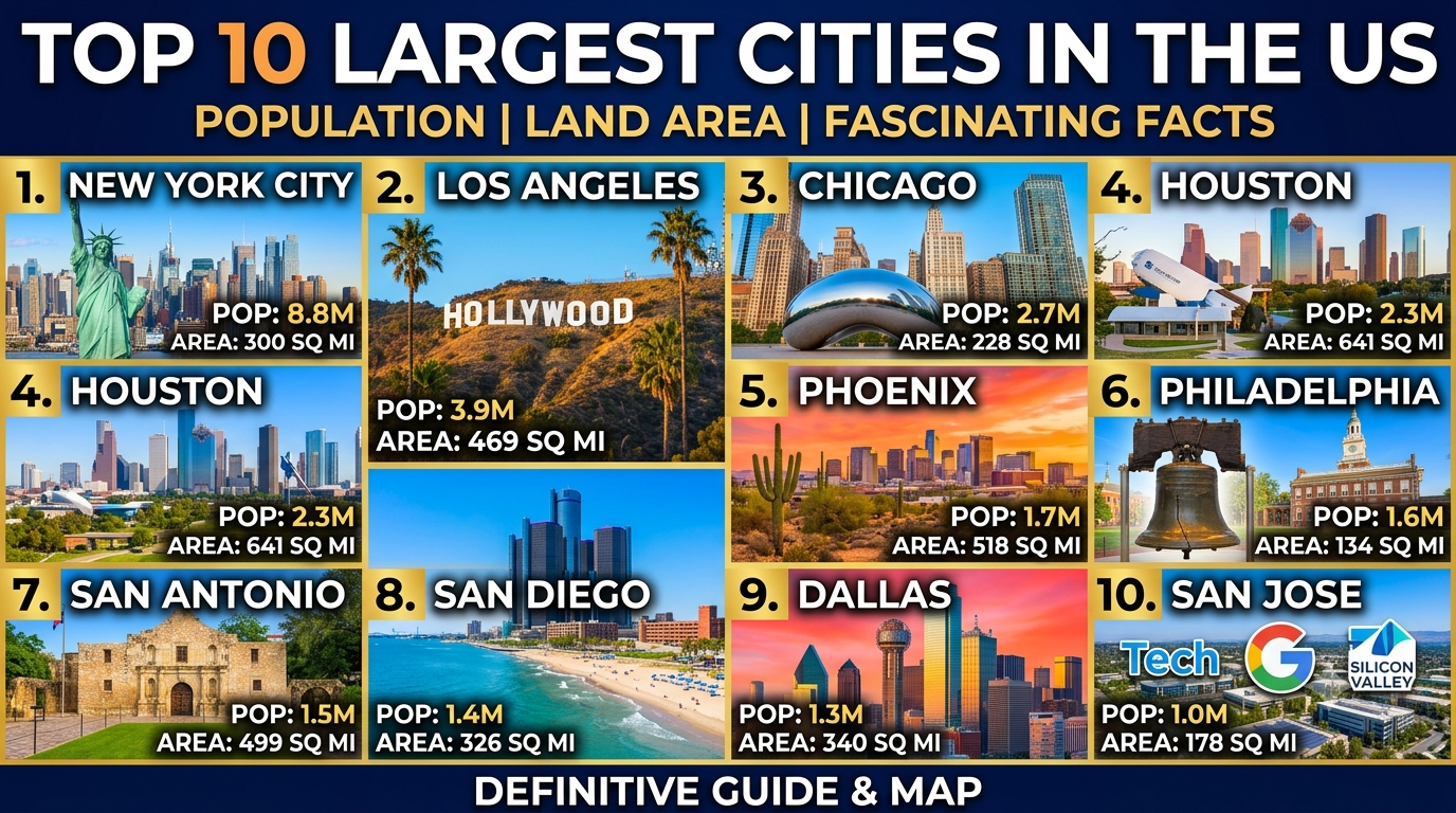 Top 10 Largest Cities in the US: Population, Land Area, and Fascinating Facts