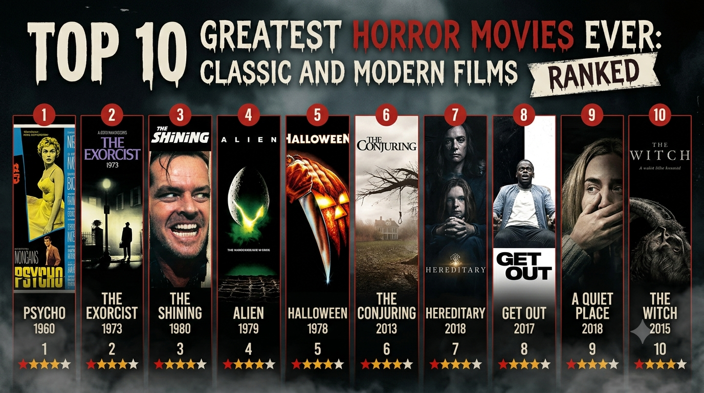 Top 10 Greatest Horror Movies Ever: Classic and Modern Films Ranked
