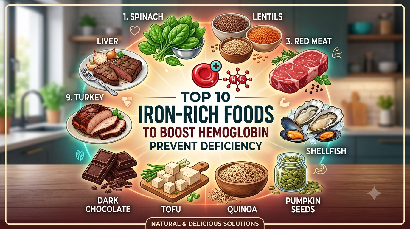 Top 10 Iron-Rich Foods to Naturally Boost Hemoglobin and Prevent Iron Deficiency