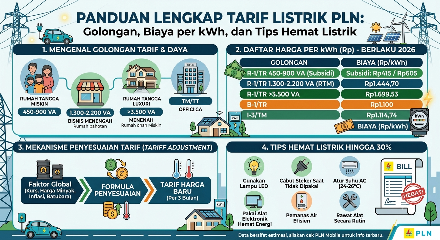 Panduan Lengkap Tarif Listrik PLN: Golongan, Biaya per kWh, dan Tips Hemat Listrik