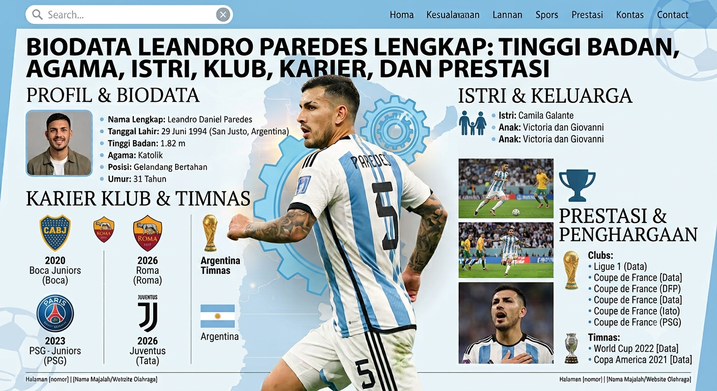 Biodata Leandro Paredes Lengkap: Tinggi Badan, Agama, Istri, Klub, Karier, dan Prestasi