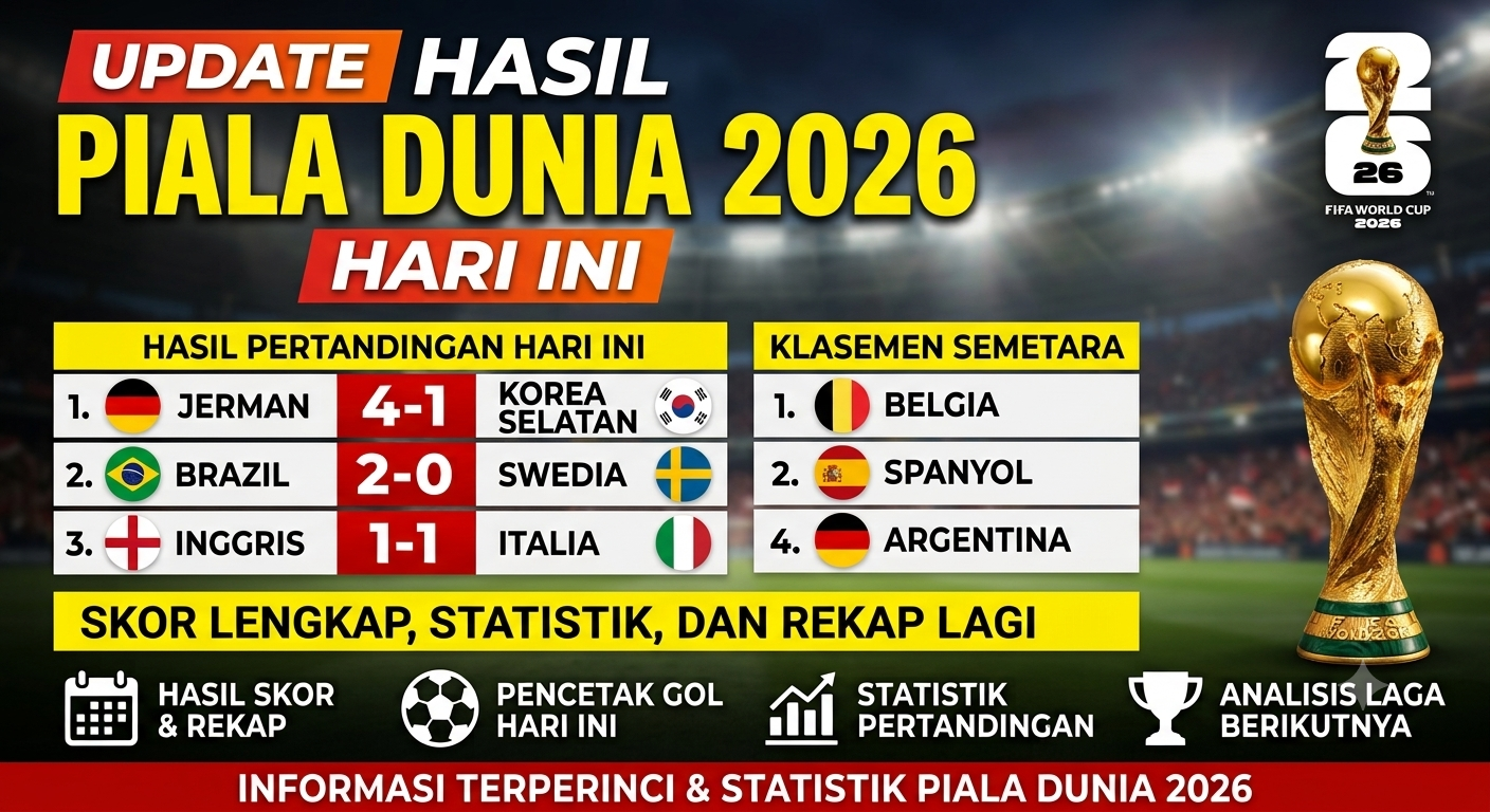 Hasil Pertandingan Piala Dunia 2026 Hari Ini: Rekap Skor, Statistik, dan Jalannya Laga