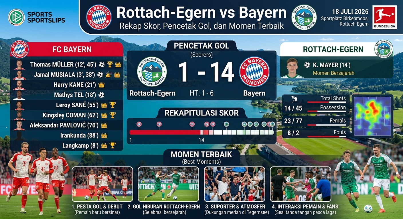 Rottach-Egern vs Bayern: Rekap Skor, Pencetak Gol, dan Momen Terbaik Pertandingan